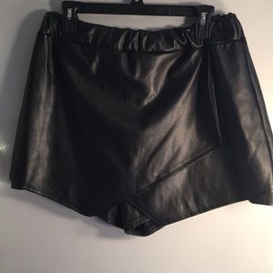 Faux Leather Shorts / Skort - Size 14